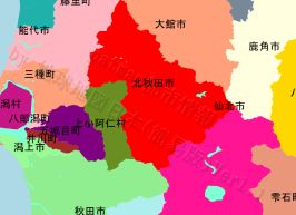 北秋田市の位置を示す地図