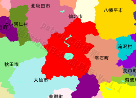 仙北市の位置を示す地図