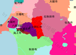 上小阿仁村の位置を示す地図