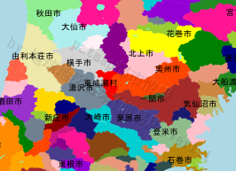 東成瀬村の位置を示す地図