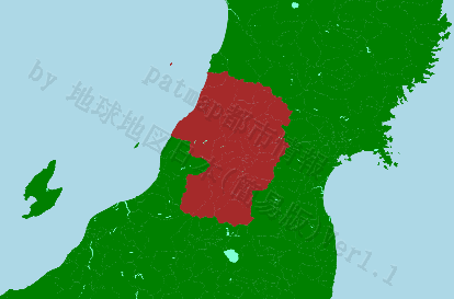 山形県の位置を示す地図