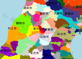 寒河江市の位置を示す地図