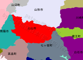 上山市の位置を示す地図
