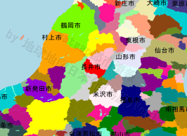 長井市の位置を示す地図