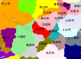 長井市の位置を示す地図