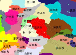 尾花沢市の位置を示す地図