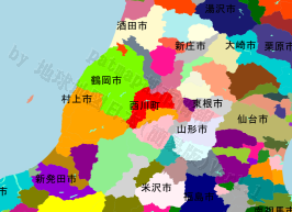 西川町の位置を示す地図