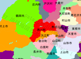 西川町の位置を示す地図