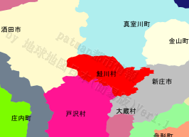 鮭川村の位置を示す地図