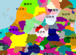 川西町の位置を示す地図