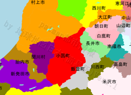 小国町の位置を示す地図