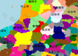 飯豊町の位置を示す地図