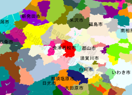 会津若松市の位置を示す地図