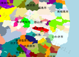 須賀川市の位置を示す地図