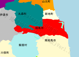 相馬市の位置を示す地図