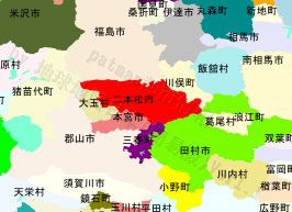 二本松市の位置を示す地図