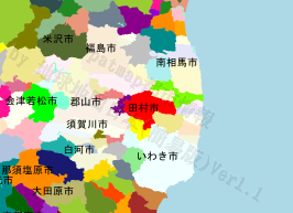 田村市の位置を示す地図