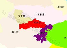 本宮市の位置を示す地図