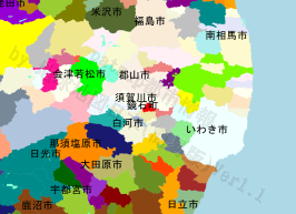 鏡石町の位置を示す地図