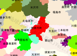 猪苗代町の位置を示す地図