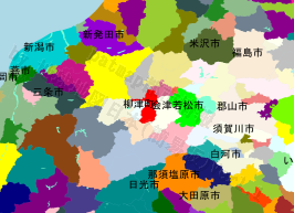 柳津町の位置を示す地図