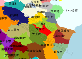 矢祭町の位置を示す地図