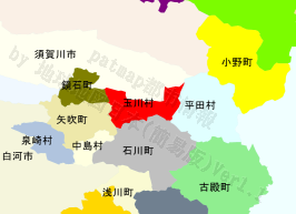 玉川村の位置を示す地図