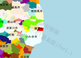 楢葉町の位置を示す地図