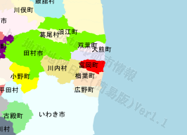 富岡町の位置を示す地図