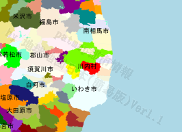 川内村の位置を示す地図
