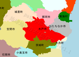 水戸市の位置を示す地図