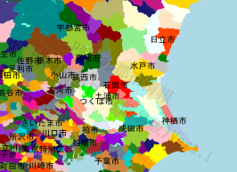 石岡市の位置を示す地図