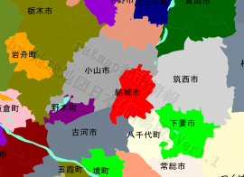 結城市の位置を示す地図