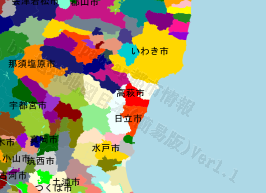 高萩市の位置を示す地図