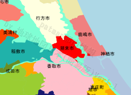 潮来市の位置を示す地図