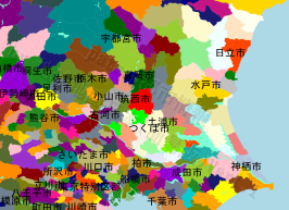 筑西市の位置を示す地図