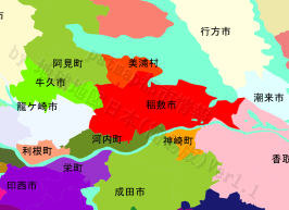 稲敷市の位置を示す地図