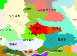 阿見町の位置を示す地図