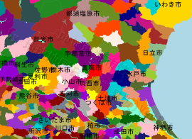 真岡市の位置を示す地図