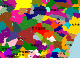 那須塩原市の位置を示す地図