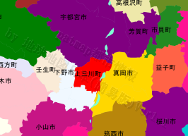 上三川町の位置を示す地図