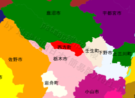 西方町の位置を示す地図