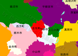 壬生町の位置を示す地図