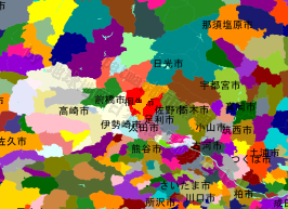 桐生市の位置を示す地図