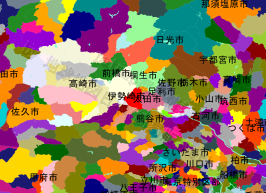 伊勢崎市の位置を示す地図