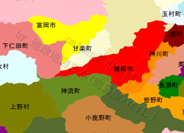 藤岡市の位置を示す地図