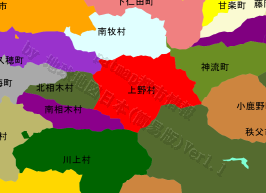 上野村の位置を示す地図