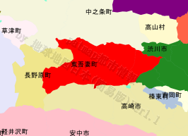 東吾妻町の位置を示す地図