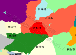 昭和村の位置を示す地図