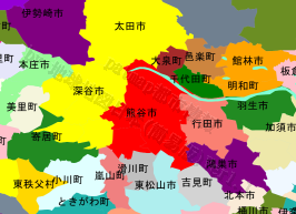 熊谷市の位置を示す地図
